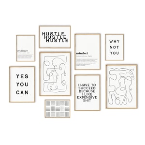 Büro Galerie Wandkunst Set | 9 PRINTABLES | Home-Office-Dekor | motivierende Wandkunst | inspirierender Druck | kikiandnim | druckbare Kunst
