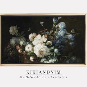 samsung frame tv art | moody vintage floral tv art | dark botanical art for frame tv | flowers frame tv art | kikiandnim | digital tv art