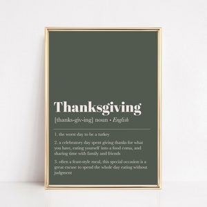 thanksgiving decor | thanksgiving wall art | fall decor | definition print | fall print | thanksgiving art | kikiandnim | printable wall art