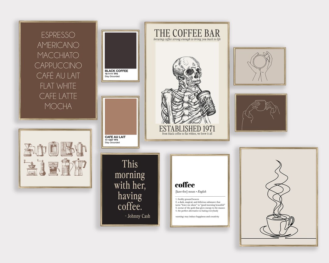 Coffee Bar Gallery Wall Set of 10 Prints Coffee Wall Art Etsy