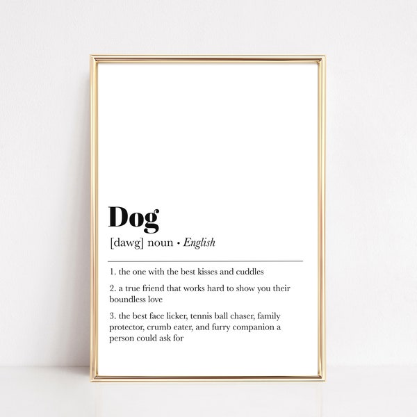 dog definition print | gift for dog lover | dog room decor | dog art print | dog wall art | dog home decor | kikiandnim | digital print