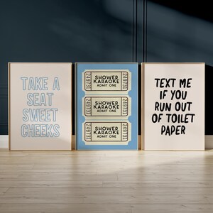 funny bathroom wall art | text me if you run out of toilet paper | bathroom print | bathroom decor | toilet humor | kikiandnim digital print image 6