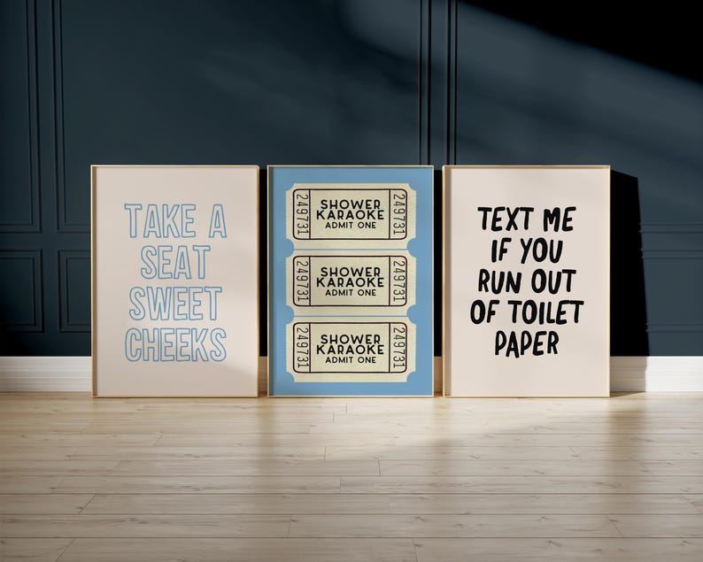 funny bathroom wall art | text me if you run out of toilet paper | bathroom print | bathroom decor | toilet humor | kikiandnim digital print image 6