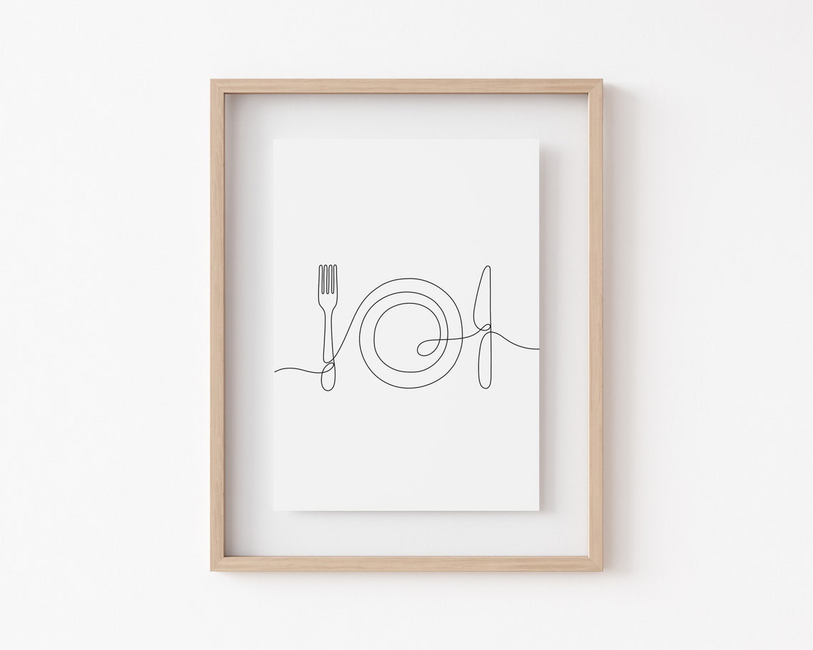 Kitchen Wall Art Kitchen Decor Line Art Kitchen Print - Etsy