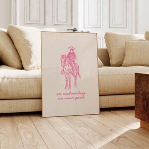 pink cowboy wall art | western wall art | pink wall art | trendy decor | funny cowboy print | horse wall art | kikiandnim | digital print image 3
