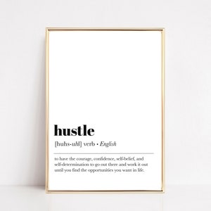 hustle definition poster | office wall art | office decor for women desk | motivational prints | office wall decor | digital print