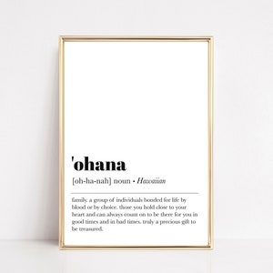 ohana definition print | hawaiian wall art | family definition print | inspirational art | minimalist wall decor | instant download