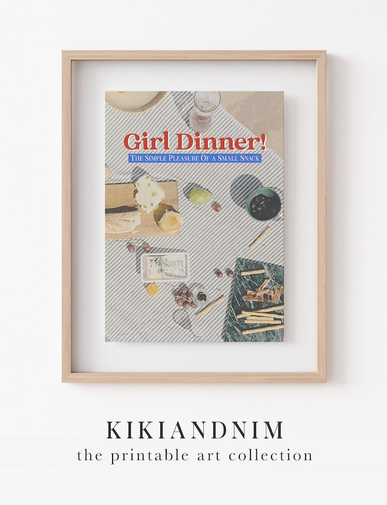 retro kitchen decor girl dinner print aesthetic kitchen wall art funny kitchen print trendy wall art kikiandnim digital print image 10