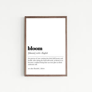 bloom definition print | manifest poster | self care wall art | inspirational wall art | motivational art print | kikiandnim | digital print image 4