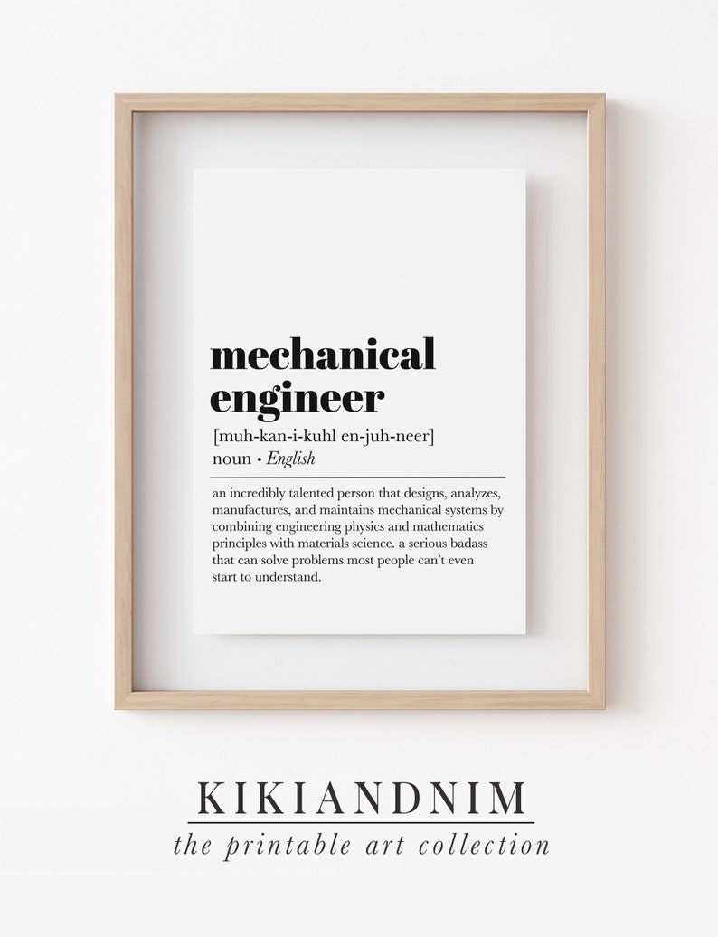 Mechanical Engineer Definition Print Mechanical Engineer Etsy