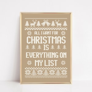 boho christmas decor | christmas print | christmas wall art | all i want for christmas | ugly sweater print | kikiandnim | printable art