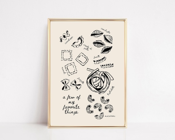 pasta wall art | cute kitchen print | kitchen decor | dining room wall art | trendy food art | kitchen poster | kikiandnim | digital print