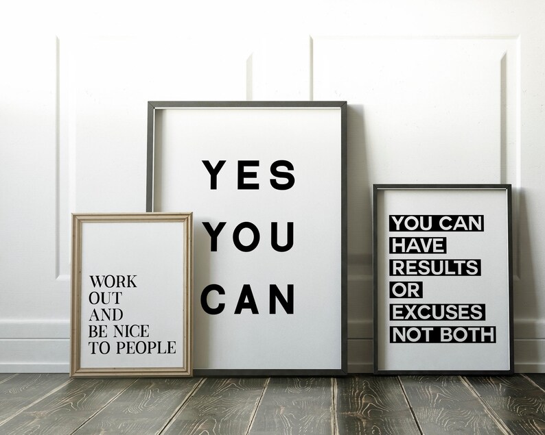 Motiverande poster | Inspirerande väggkonst | Hemgymdekor | Väggkonst för gym | Lyxig Hemgymkonst | Gymskylt | Kikiandnim | Utskrivbar Konst bild 3