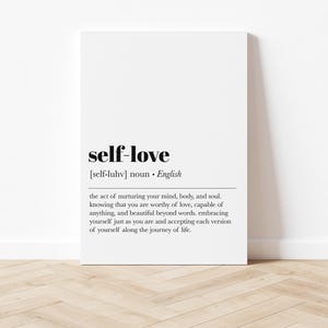 Impresión de definición de amor propio / Arte de pared de amor propio / Impresión de definición / Póster minimalista / Arte de pared imprimible para decoración del hogar / Descarga digital imagen 2