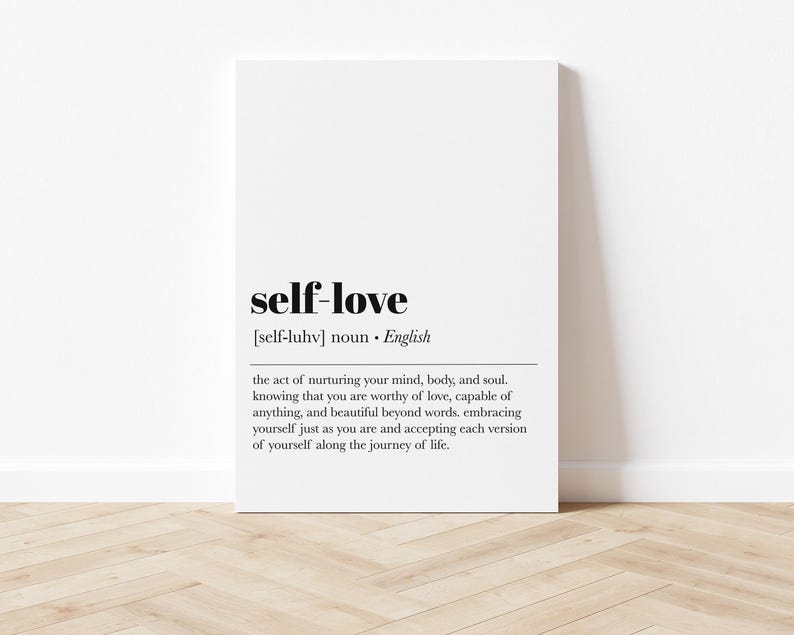 Impresión de definición de amor propio / Arte de pared de amor propio / Impresión de definición / Póster minimalista / Arte de pared imprimible para decoración del hogar / Descarga digital imagen 2