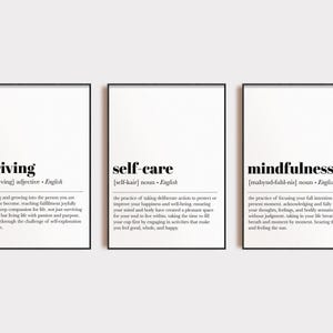 self care wall art | set of 3 prints | mental health prints | therapy office decor | mindfulness poster | therapy art | digital download image 1