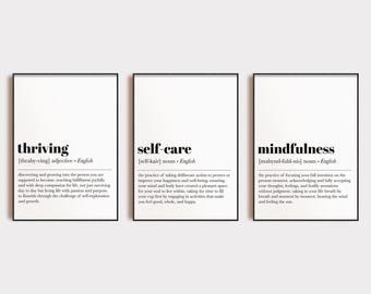 self care wall art | set of 3 prints | mental health prints | therapy office decor | mindfulness poster | therapy art | digital download