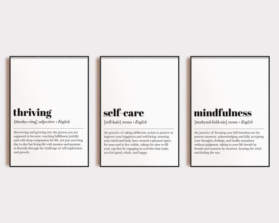 self care wall art | set of 3 prints | mental health prints | therapy office decor | mindfulness poster | therapy art | digital download