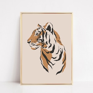 abstract tiger art print | safari art | boho prints | neutral wall art | minimalist print | tiger wall art | printable art digital download