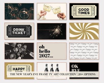 new years frame tv art | samsung frame tv art new years eve | nye 2027 decor | nye frame tv | art for the frame tv | set of 20 | kikiandnim