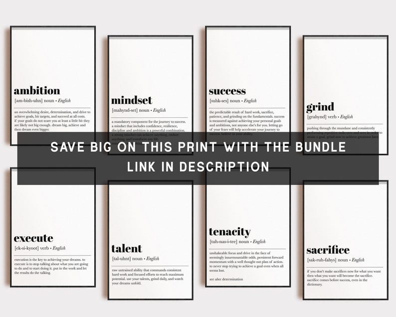 Mindset Definition Druck | Inspirierende Büro Dekoration | Minimalistische Kunst für Home Office | Motivierend Druck | KIKIANDNIM | Digitaler Download Bild 9