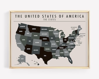printable us map poster | united states map printable | usa map for kids | homeschool printables | homeschool poster | digital download
