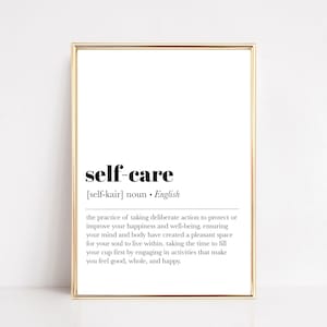 self care definition print | self care wall art | mental health print | therapy printable wall art | minimalist poster | digital download