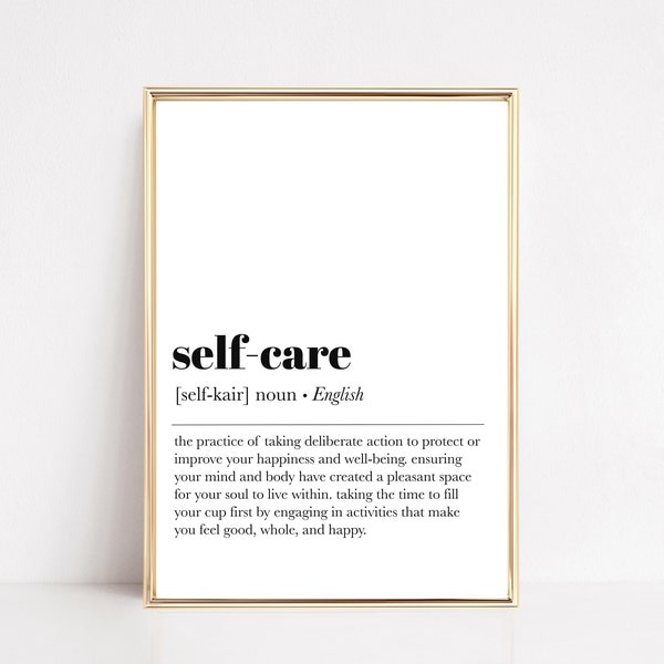 self care definition print | self care wall art | mental health print | therapy printable wall art | minimalist poster | digital download