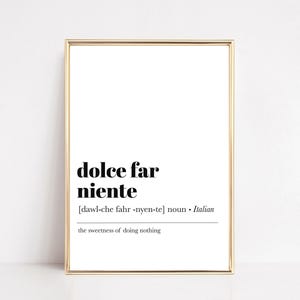 ドルチェ ファル ニエンテ | 定義プリント | イタリアの壁アート | リビングルームの壁アート | ミニマリストのホームデコレーション | kikiandnim | デジタルダウンロード
