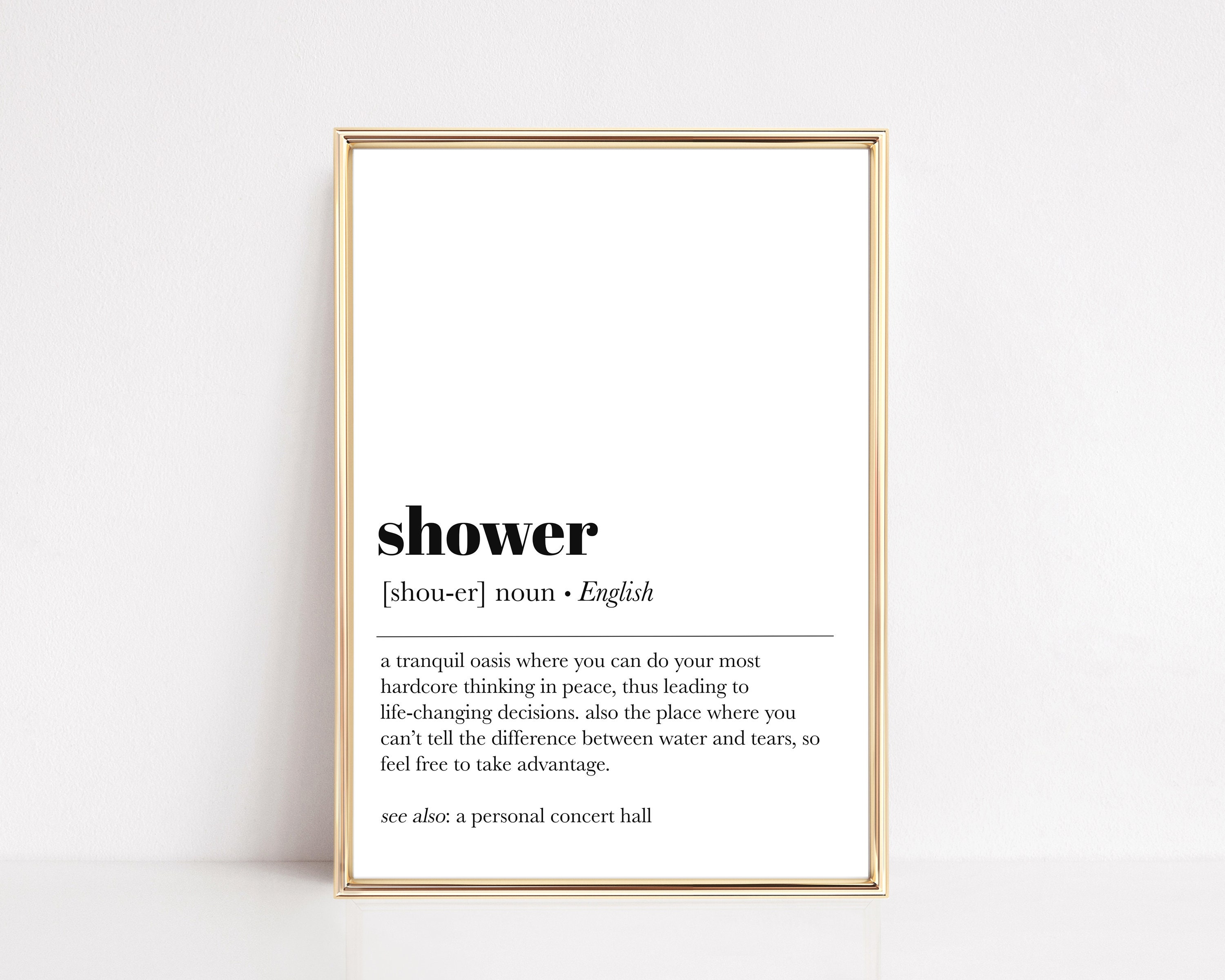 Shower Definition Print Bathroom Wall Decor Funny Bathroom Etsy