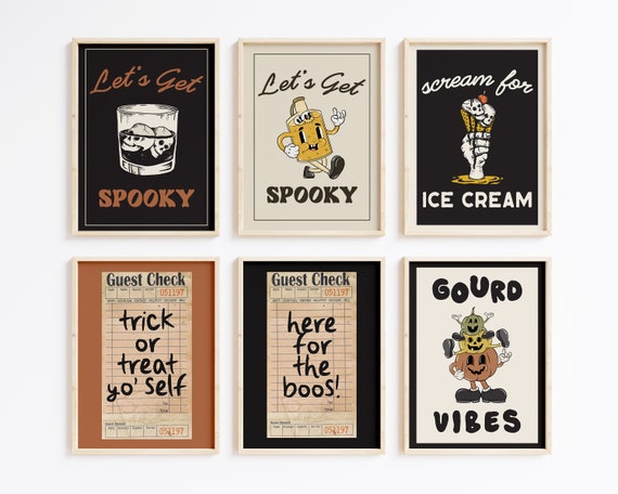 halloween kitchen wall art | 6 PRINTABLES | halloween kitchen decor | halloween kitchen prints | trendy prints | kikiandnim | digital prints