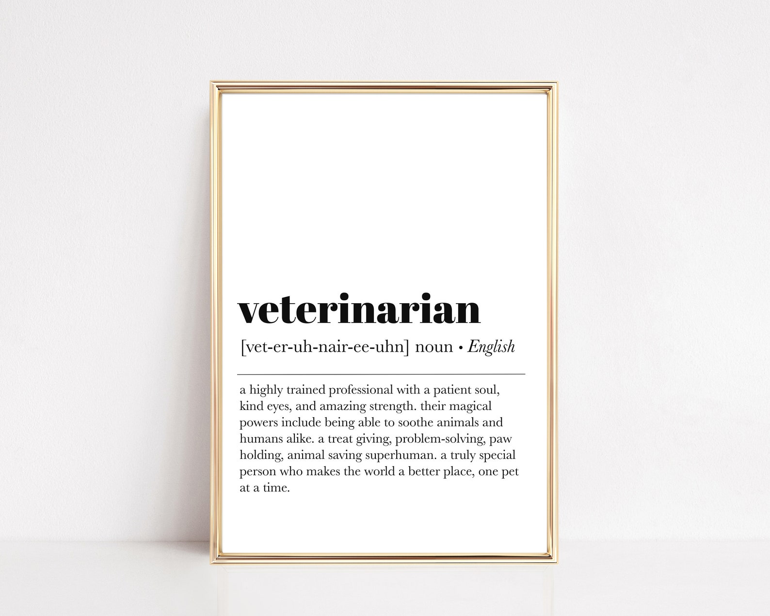 Veterinarian Definition Print Veterinarian Gift Etsy