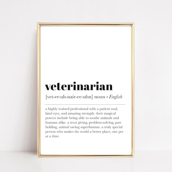 veterinarian definition print | veterinarian gift | veterinarian grad gift | vet gift | veterinarian office decor | digital download