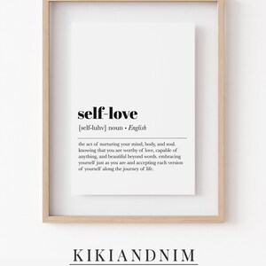 Impresión de definición de amor propio / Arte de pared de amor propio / Impresión de definición / Póster minimalista / Arte de pared imprimible para decoración del hogar / Descarga digital imagen 3