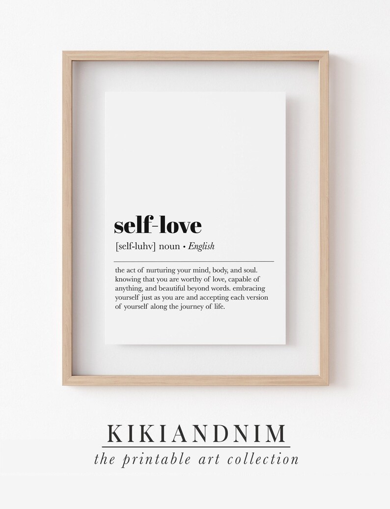 Impresión de definición de amor propio / Arte de pared de amor propio / Impresión de definición / Póster minimalista / Arte de pared imprimible para decoración del hogar / Descarga digital imagen 3