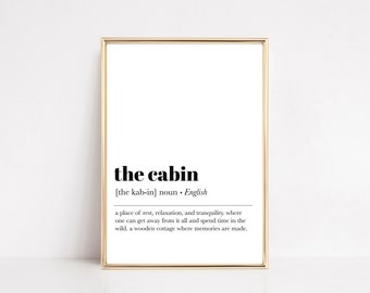 cabin definition print | cabin decor | printable wall art for cabin | minimalist poster | home wall art | dictionary art | digital download