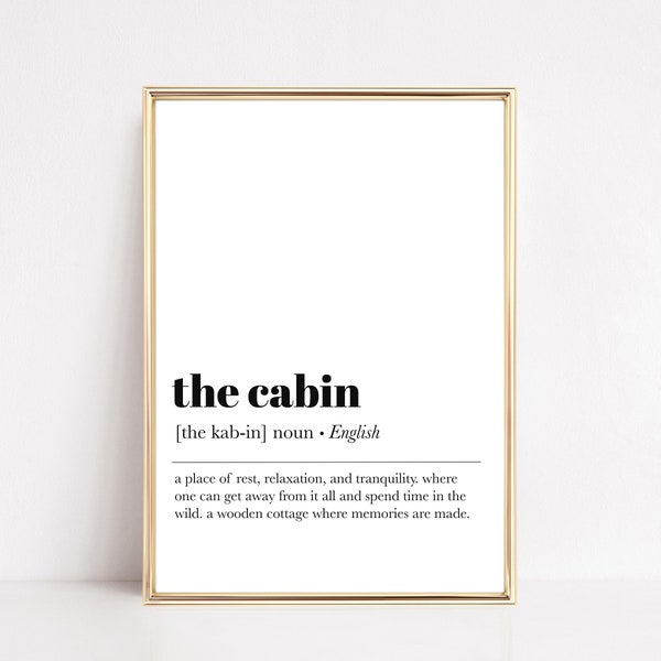 cabin definition print | cabin decor | printable wall art for cabin | minimalist poster | home wall art | dictionary art | digital download