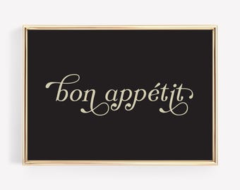 kitchen print | bon appetit sign | kitchen wall art | french kitchen decor | dining room wall art | kikiandnim | digital download