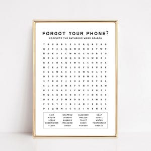 impresiones de baño / olvidé la impresión de su teléfono / decoración del baño de visitas / búsqueda de palabras arte de pared imprimible / decoración de la pared del baño / descarga digital