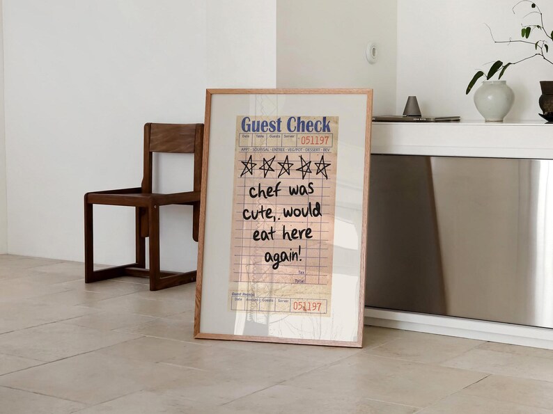 chef was cute guest check print | kitchen wall art | cute kitchen decor | kitchen poster | kikiandnim | digital print | printable wall art image 5