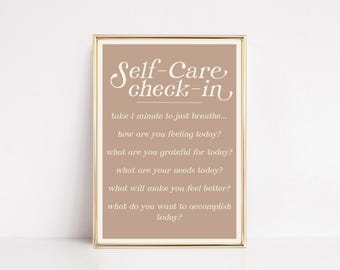 self care poster | mental health print | mental health art | therapy office decor | self care wall art | kikiandnim | digital download