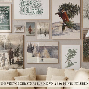 mega pacote de impressões de natal vo.2 | 30 IMPRIMÍVEIS DE NATAL | conjunto de parede de galeria de natal vintage | decoração de feriado | kikiandnim | arte digital