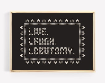live laugh lobotomy | halloween art printable | halloween printable wall art | funny halloween decor | kikiandnim | digital print
