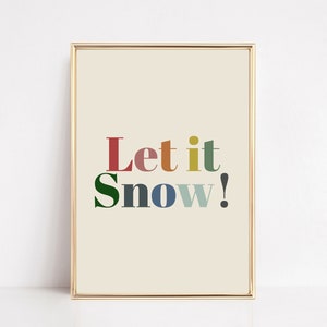 let it snow printable | retro christmas print | modern holiday | colorful christmas wall art | christmas wall decor | digital download