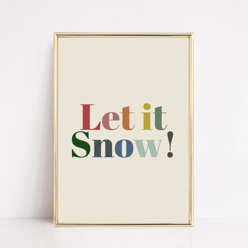 Let It Snow Printable Retro Christmas Print Modern Holiday - Etsy