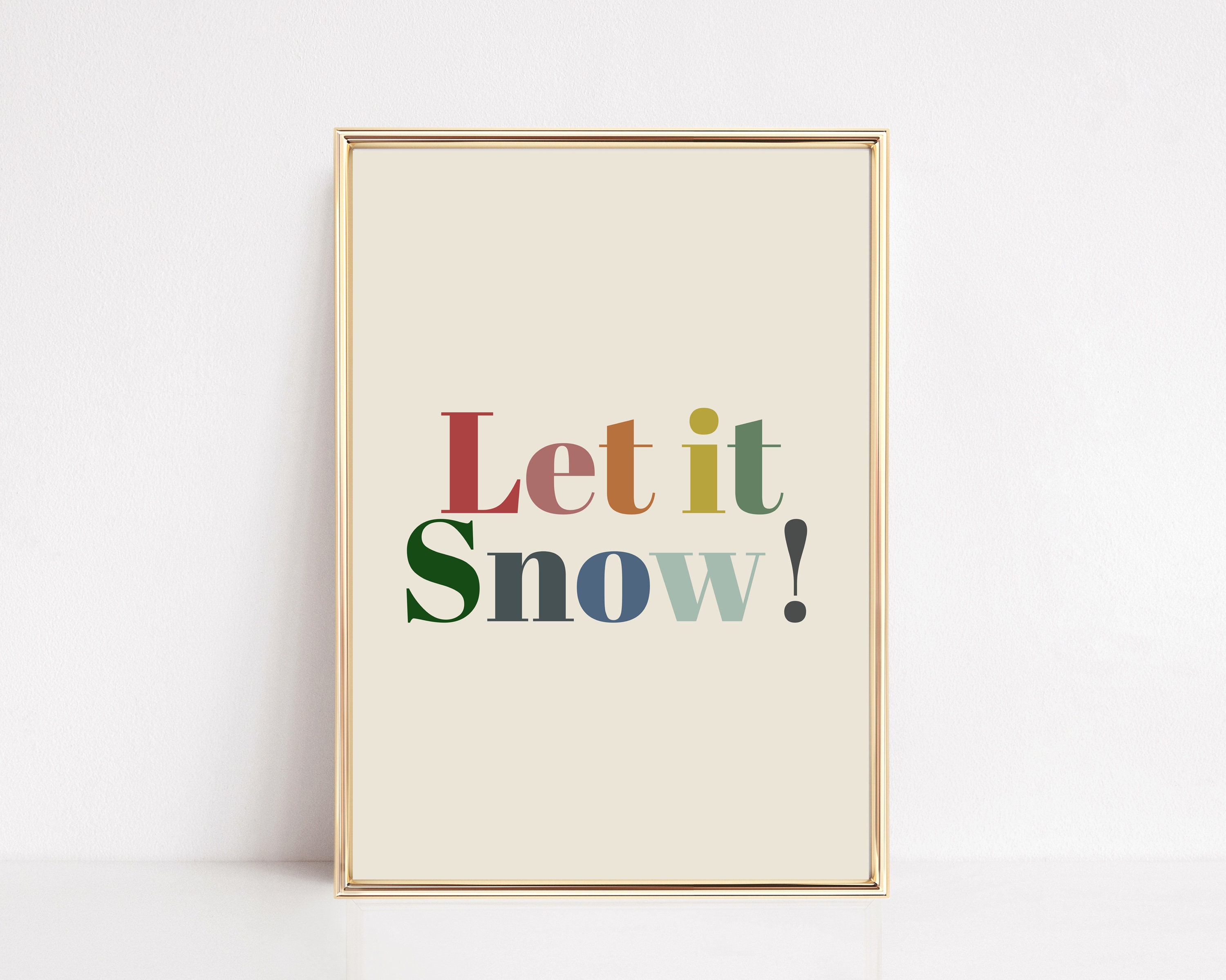 Let It Snow Printable Retro Christmas Print Modern Holiday - Etsy