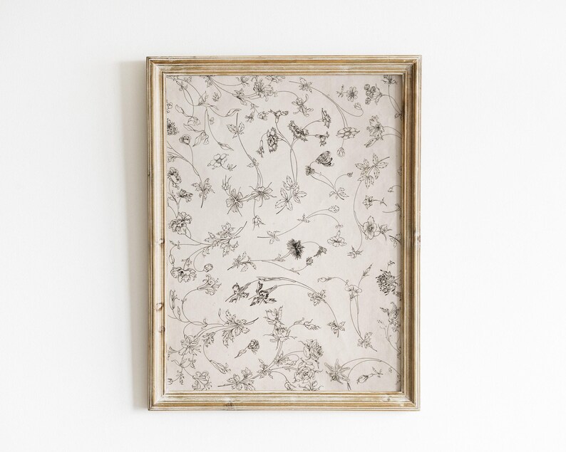 light academia decor | cottagecore print | vintage floral wall art | antique botanical art print | kikiandnim | printable wall art image 2