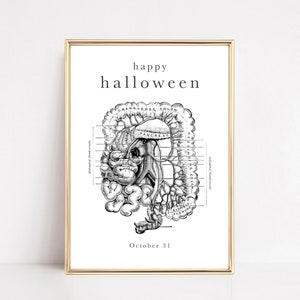 minimalist halloween decor | anatomy poster | halloween home decor | anatomy wall art | spooky decor | kikiandnim | digital print