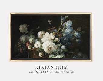 samsung frame tv art | moody vintage floral tv art | dark botanical art for frame tv | flowers frame tv art | kikiandnim | digital tv art