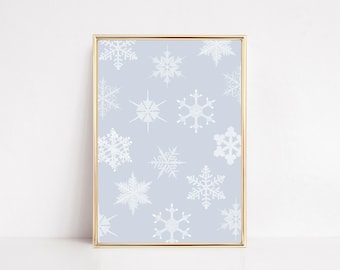 snowflake wall art | blue christmas decor | holiday decor | christmas print | classic christmas wall art | kikiandnim | printable wall art